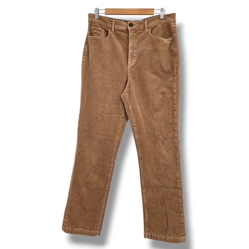 LOFT‎ Womens Straight Leg Corduroy Pants Camel Tan Brown Size 12 Ribbed Trousers